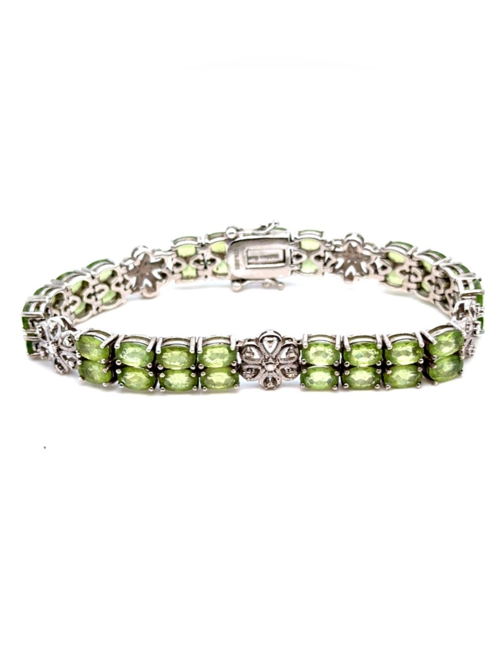 Sterling Silver/Stainless Steel  Green‎ Peridot Tennis Bracelet